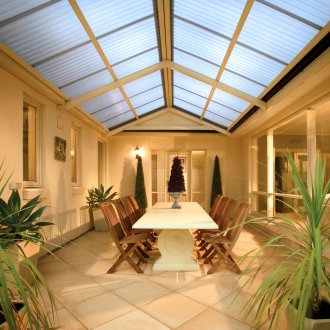 Οροφή από παγωμένο γυαλί στη βεράντα