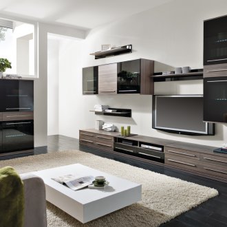 Ξύλινο καθιστικό με γυαλιστερό ξύλο