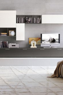 Modular γυαλιστερά έπιπλα στο σαλόνι