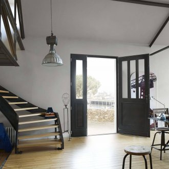 MDF πόρτα εισόδου με ένθετα