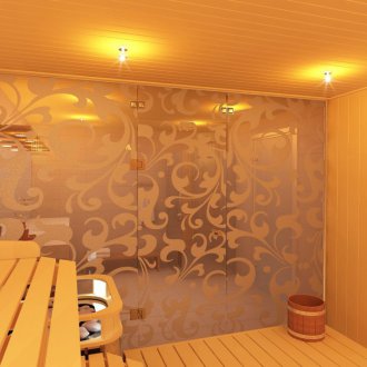 Γυάλινη πόρτα με εικόνα για τη σάουνα