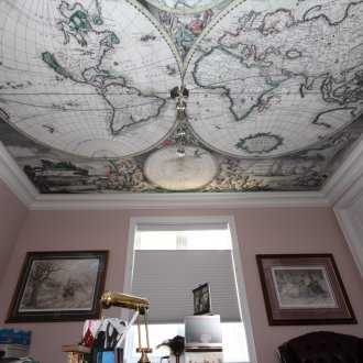 Stretch οροφή με εκτύπωση φωτογραφιών στο γραφείο