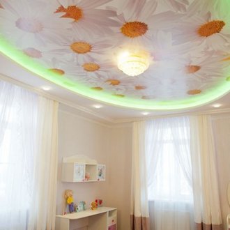 Stretch οροφή με εκτύπωση φωτογραφιών μαργαρίτες