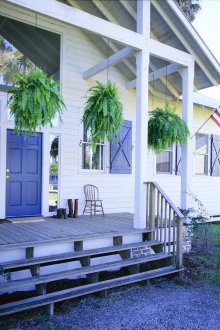 Ξύλινη βεράντα αμερικάνικου στιλ ιδιωτικής κατοικίας