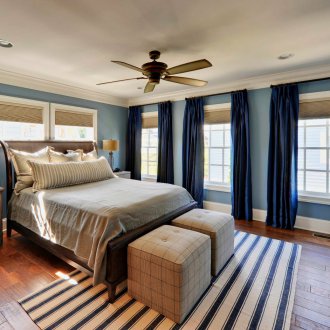 Μπλέ κουρτίνα από βαμβάκι