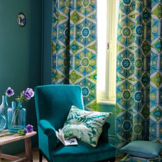 Πράσινο-μπλε κουρτίνες