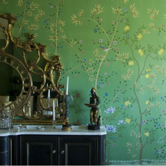 Πράσινη ταπετσαρία ύφασμα