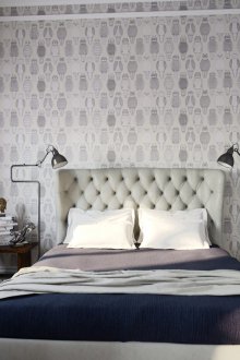 Γκρι ταπετσαρία με κουκουβάγιες