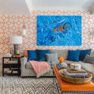 Πορτοκαλί γεωμετρική ταπετσαρία