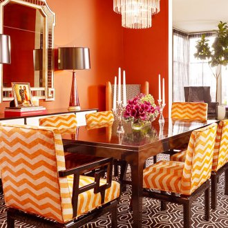 Πορτοκαλί ταπετσαρία στην κουζίνα