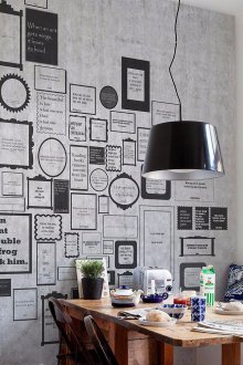 Ταπετσαρία με επιγραφές στην κουζίνα