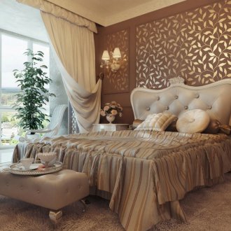 Καφέ-χρυσό ταπετσαρία