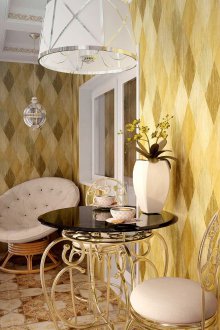 Χρυσή ταπετσαρία με ρόμβους