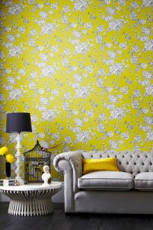 Ταπετσαρία κίτρινο με μοτίβο