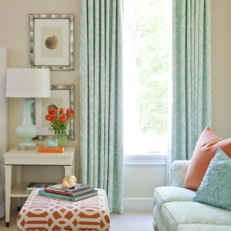 Μπλέ κουρτίνα από βαμβάκι