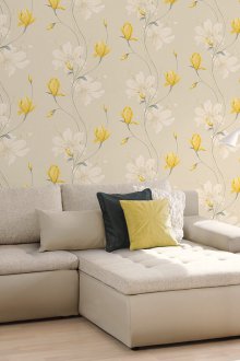 Κίτρινο φόντο με λουλούδια