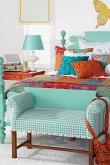 Boho στυλ υπνοδωμάτιο λευκό χαλί