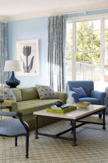 Μπλε ταπετσαρία στο σαλόνι