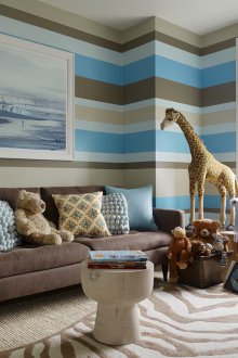 Καφέ και μπλε ταπετσαρία