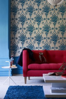 Art Nouveau μπλε ταπετσαρία