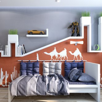 Πορτοκαλί ταπετσαρία για ένα αγόρι