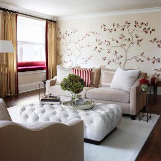 Beige behang met een patroon