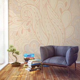 Μπεζ ταπετσαρία σε παστέλ χρώματα.