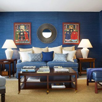 Στερεά μπλε ταπετσαρία