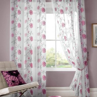 Τούλι με ροζ λουλούδια