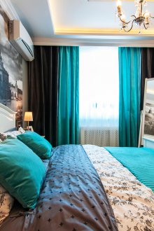 Συνδυασμένες κουρτίνες στο υπνοδωμάτιο