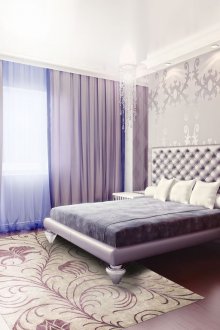 Lilac κουρτίνες στο υπνοδωμάτιο