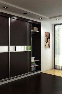 Ενσωματωμένη μαύρη ντουλάπα με στοιχεία καθρέφτη