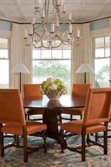 Κουρτίνες για το παράθυρο του κόλπου στην τραπεζαρία