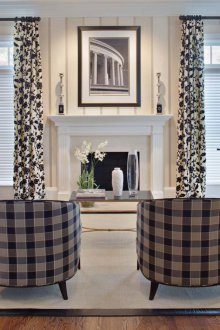 Μαύρο και άσπρο floral κουρτίνες