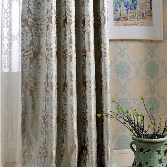 Μπλε Jacquard Κουρτίνες