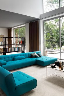 Τυρκουάζ καναπές με πολυθρόνα