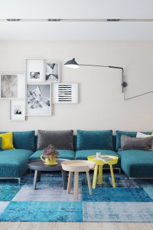 Τυρκουάζ σπονδυλωτό καναπέ