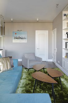 Τυρκουάζ γωνιακός καναπές