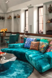 Τυρκουάζ βελούδο καναπέ