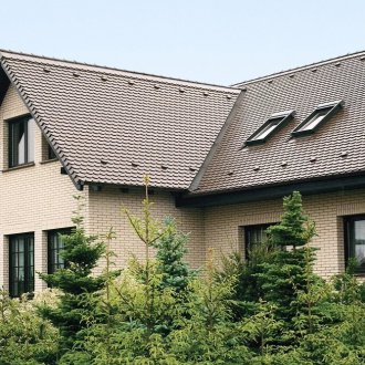 Πρόσοψη του κίτρινου τούβλου κλίνκερ