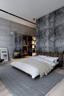 Γκρίζοι τοίχοι στο υπνοδωμάτιο