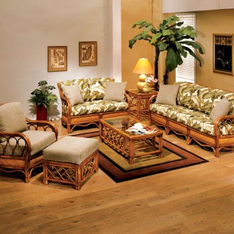 Rattan καναπέ για μια καλοκαιρινή κατοικία