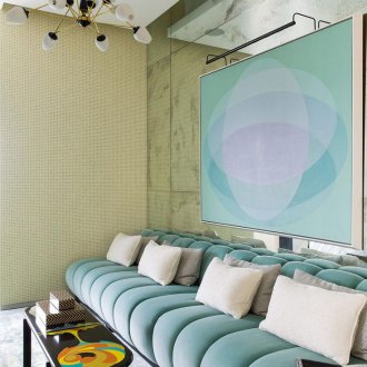 Σχεδιασμός μπλε καναπέ