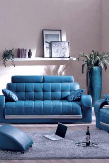 Μπλε δερμάτινο καναπέ