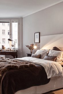 Soverommet i Khrusjtsjov i skandinavisk stil