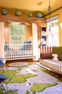 Καναπές για το δωμάτιο ενός κοριτσιού σε θαλάσσιο ύφος