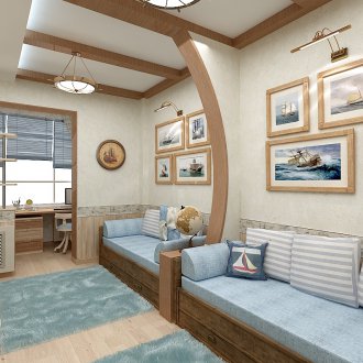 Καναπές για το αγόρι σε θαλάσσιο στυλ