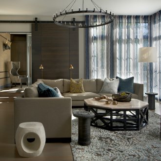 Γκρι και μπλε κουρτίνες