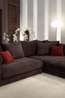 Καφέ γωνιακός καναπές