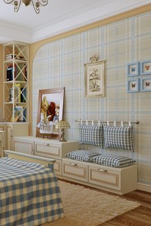 Προστατευμένη ταπετσαρία υπνοδωματίου κρεβατιού